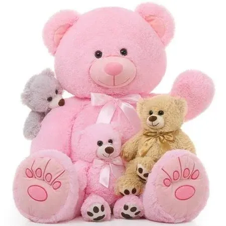 MorisMos Giant Teddy Bear Stuffed Animals 35.4'' Mommy Bear and 3 Baby Bears ...