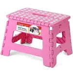 Acstep Folding Step Stool 9'' Tall Kids Step Stool Plastic Step Stools with Non-Slip Surface - Pink, Size: 9 inch Tall