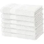 Amazon Basics 6 Piece hand towels for bathroom, Fade Resistant 100% Cotton Hand Towels, soft absorbent bathroom hand towels 6 - Pack (26''x16''), White