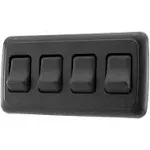 Quad SPST On-Off Switch with Bezel, 12-Volt, for RV, Trailer, Camper (Black)