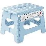 9&#034; Folding Step Stool with Handle Blue - Portable Collapsible Small Plastic F...