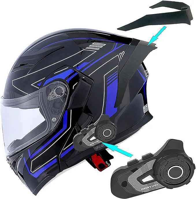 1storm Motorcycle Modular Full Face Flip Up Dual Visor Helmet + Spoiler + ...