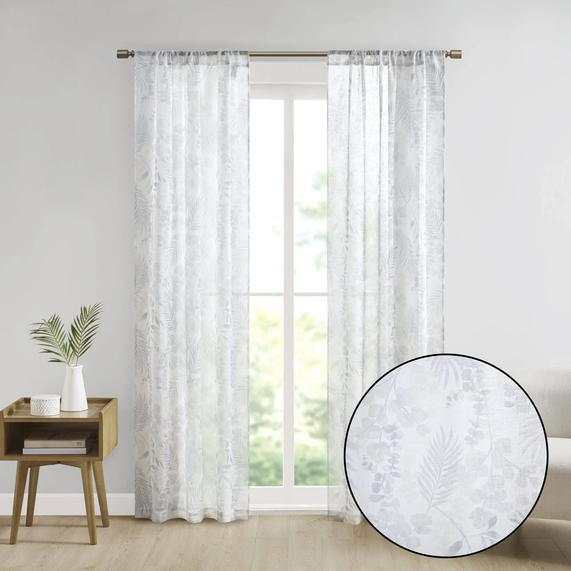 Madison Park Botanical Printed Texture Sheer Window Pair