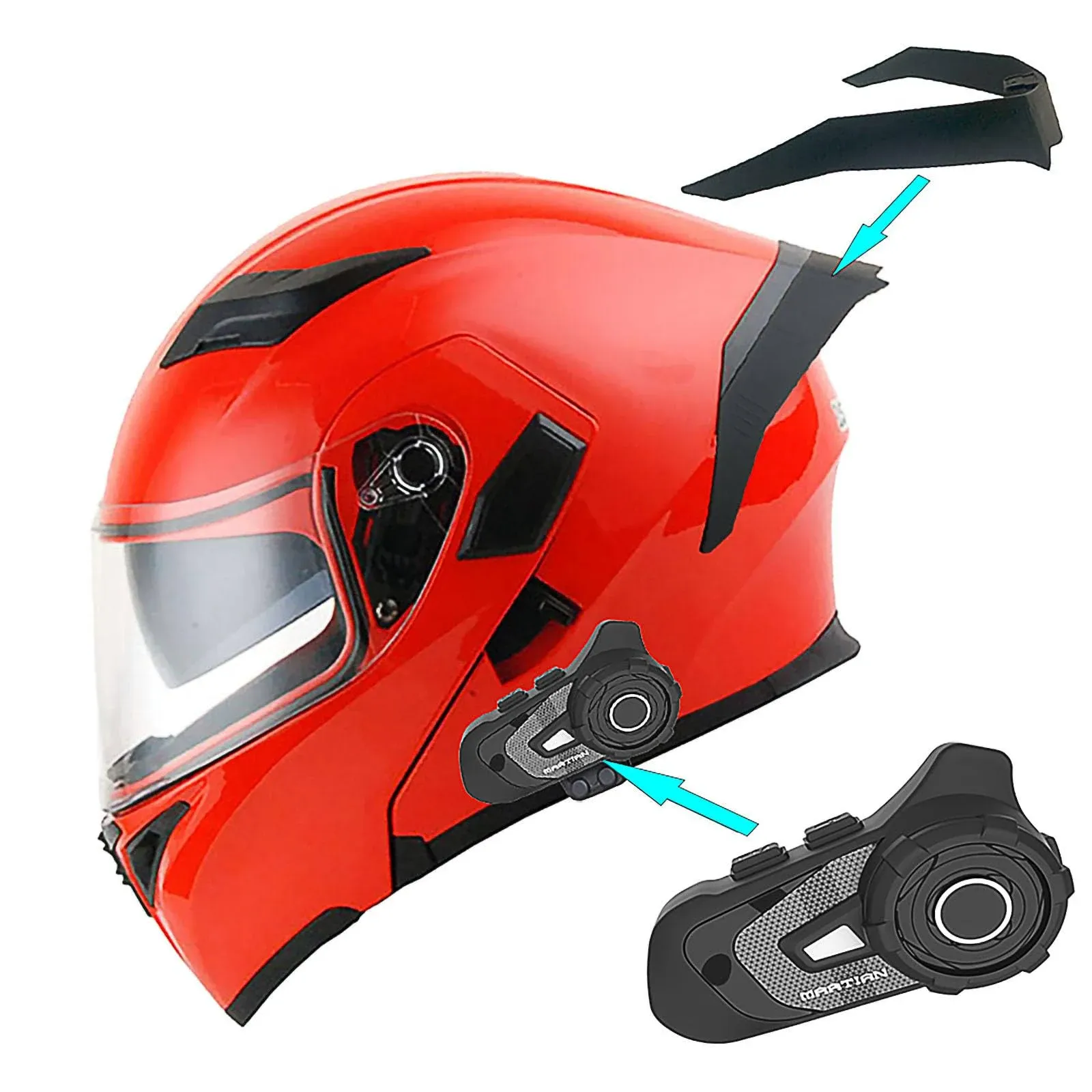 1storm Motorcycle Modular Full Face Flip Up Dual Visor Helmet + Spoiler + ...