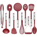 Kitchen Utensils Set, 10 Nylon Stainless Steel Cooking Utensils, Non Stick and Heat Resistant Cookware set New Chef's Gadget Tools Collection