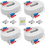 ANNKE 4 Pack 30M/100ft All-in-One Video Power Cables, BNC Extension Security Wire Cord for CCTV Surveillance DVR System Installation, Free BNC RCA Connector and 100pcs Cable Clips Included (White)