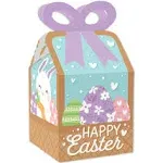 Spring Easter Bunny Square Favor Gift Boxes Happy Easter Party Bow Boxes 12 Ct