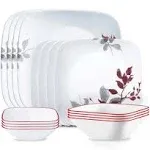 Corelle Square Kyoto Leaves 16 Piece Dinnerware Set, Service for 4