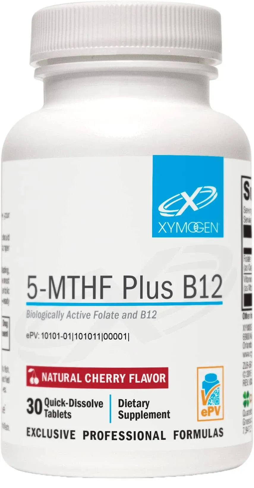 Xymogen , 5-MTHF Plus B12 Cherry 30 Tablets