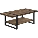 Monarch specialties 2850, Accent, Cocktail, Rectangular, Living Room, 48", Laminate, Brown, Contemporary, Modern Coffee Table Reclaimed Wood-Look/Black Metal, 47.25" L x 23.75" W x 17.75" H