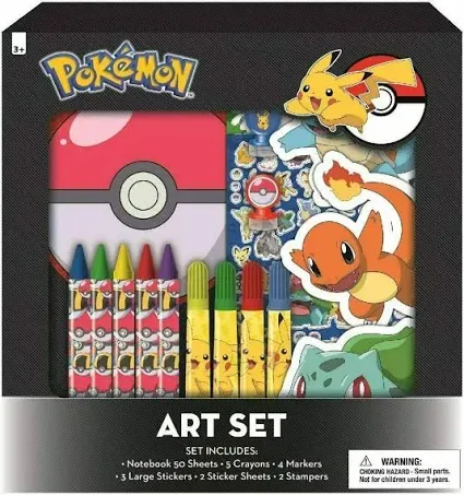 Pokemon Kids Coloring Art Set with Stickers and Stampers