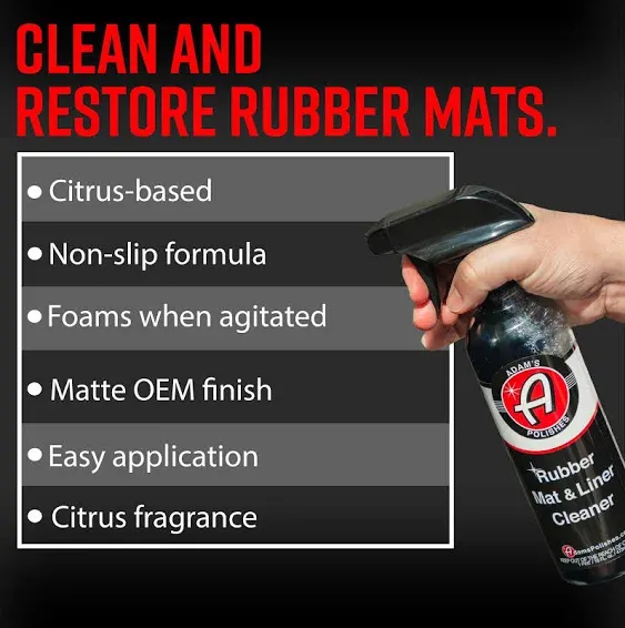 Adam's Polishes Rubber Mat & Liner Cleaner 16oz Protectant & Rubber Floor Mat Cleaning Solution for Car Detailing | Deep Cleans & Restores Mats, Truck Bed Cargo Liners, Trunk Mat Accessories & More