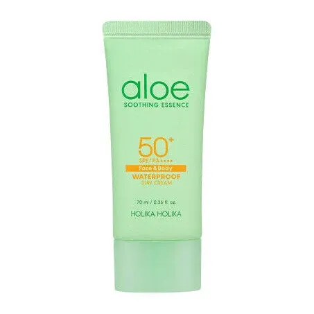 Holika Holika Aloe Waterproof Sun Cream 70ml - Mild, Soft, Moisturizing, Non-sticky, No White Cast, Aloin Free Sun Screen protect UV ray SPF 50+ PA++++