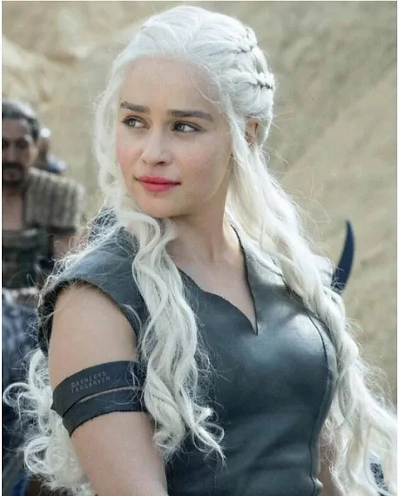 Mersi Silver Wigs for Khaleesi Costume Cosplay Daenerys Targaryen Wig Long Braided Hair Wigs for Party Halloween ( Silver ) S039s