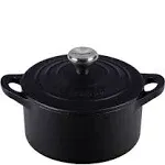 Le Creuset Enameled Cast Iron Mini Cocotte with Lid, 1/3 qt., Licorice, Black