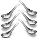 Soup Spoons Stainless Steel Dinner Spoons Set of 6 Chinese Soup Spoon Mirror Polished Asian Soup Spoons for Bouillon Dessert Cereal Thai Miso Ramen