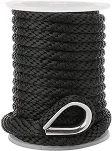 USR Rope Solid Braid MFP Anchor Line 3/8" x 100' Black Boat