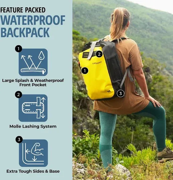 Overboard Black Waterproof Backpack 30L Bundle | Roll Top Floating Dry Bag for ...