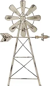 Metal Windmill Design for Decor Distressed Finish