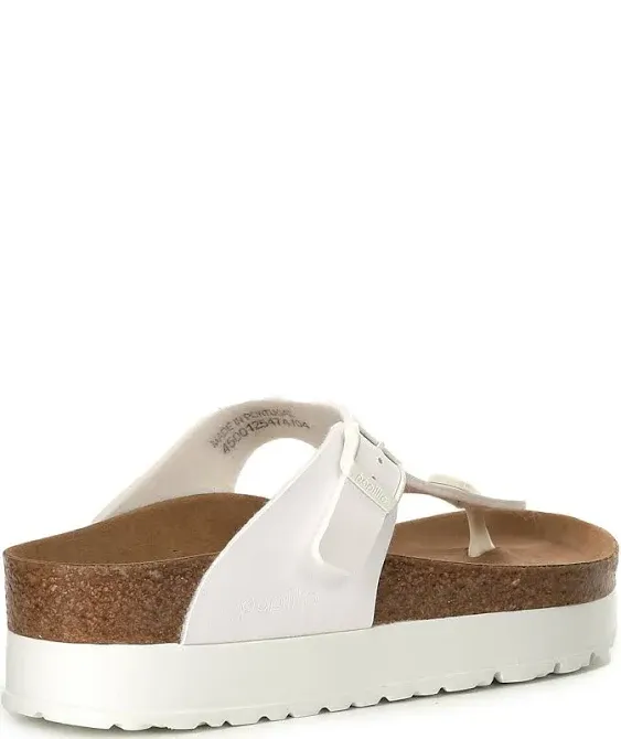 Birkenstock Gizeh Flex Platform Vegan Birko-Flor Sandals White, Women's, Size: 38 (Women 7-7.5)