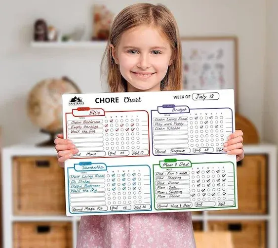 Hapetrails Magnetic Dry Erase Chore Chart for Multiple Kids and Planner Calendar ...