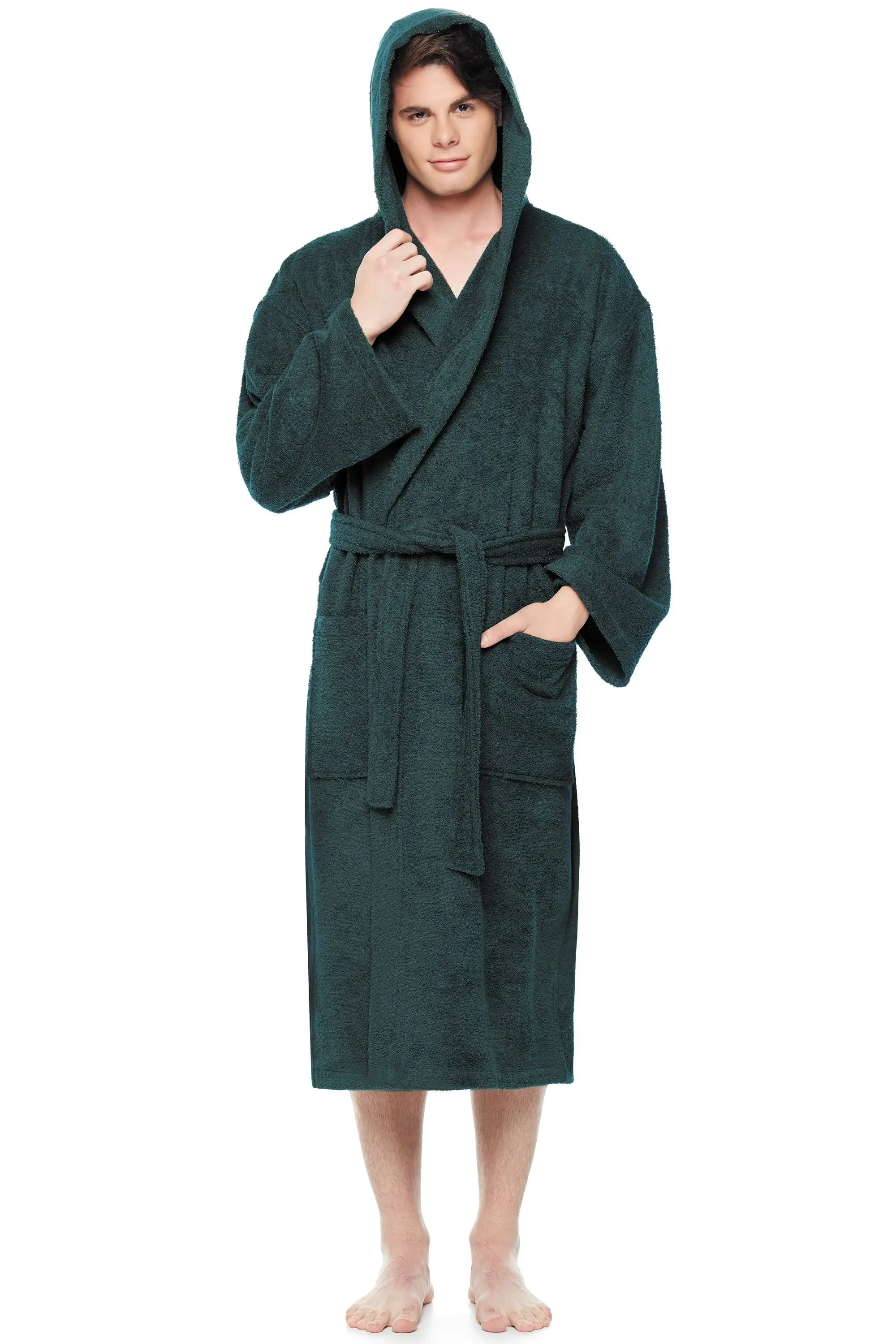 Men&#039;s Turkish Cotton Hooded Bathrobe