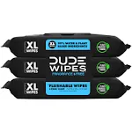 DUDE Wipes - Flushable Wipes - 3 Pack, 144 Wipes - Unscented Extra-Large Adult Wet Wipes - Vitamin-E & Aloe for at-Home Use - Septic and Sewer Safe