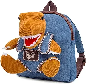 ? Very Small Toddler Backpack with Brown T-Rex Stuffed Corduroy Toy — MINI