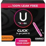 U by Kotex Click Compact Tampons Super Plus Unscented 32 Count