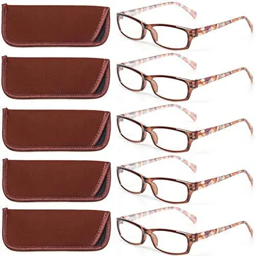 Kerecsen Reading Glasses 5 Pairs Fashion Ladies Readers Spring Hinge with Pat...