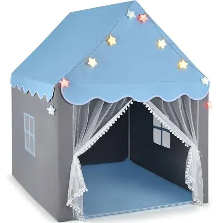 Kids Playhouse Tent with Star Lights and Mat