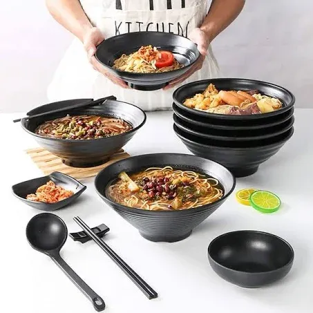 1/2 Sets Melamine Ramen Bowl Set, Japanese Style Soup Bowls Set With Chopsticks ...