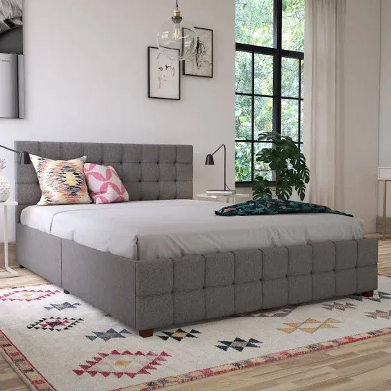 CosmoLiving by Cosmopolitan Elizabeth Upholstered Bed with Storage, Full, Light ...