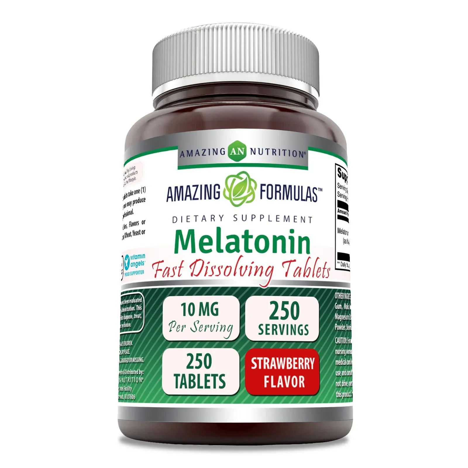 Amazing Formulas Melatonin 10 Mg Fast Dissolve Supplement | 250 Tablets | Strawberry Flavor | Non-GMO | Gluten-Free | Made in USA