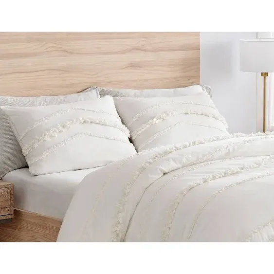 Sweet Jojo Designs Full/Queen Comforter Bedding Set Boho Fringe Ivory 3pc