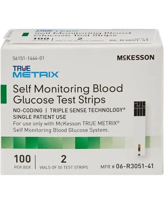 McKesson True Metrix Blood Glucose Test Strips - Box/100