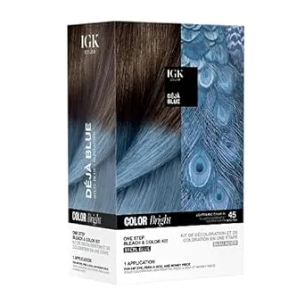 IGK Color Bright One Step Bleach & Color Kit for Accent Pieces ICE BREAKER- Cool Blonde | One-Step Color Processing + Replenishes + Hydrates | Vegan + Cruelty Free + Ammonia Free | 4 Oz