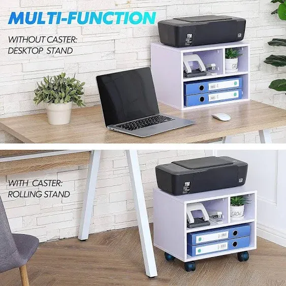 FITUEYES Printer Stand on Wheels Mobile Under Desk Work Cart