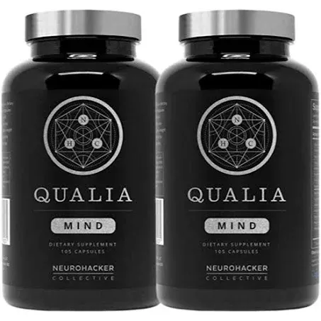 Qualia Mind Nootropics 105 ct 2-Pack | Top Brain Supplement for Memory, Focus, Mental Energy, and Concentration with Ginkgo biloba, Alpha GPC, Bacopa monnieri, DHA & More, (2 Week Supply)