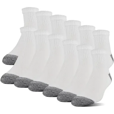 Gildan Men's Polyester Half Cushion Ankle Socks, 12-Pairs