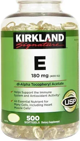 Kirkland Signature Vitamin E 180mg, 500 Softgels (2 Pack)