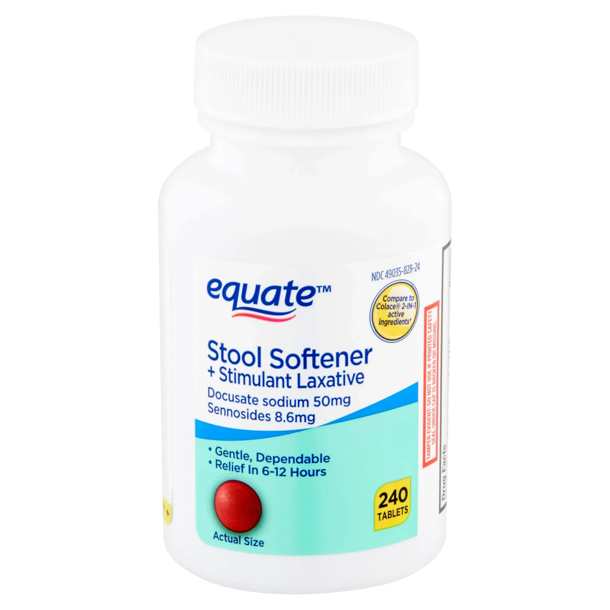 Equate Stool Softener Plus Stimulant Laxative Tablets for Constipation, 240 Count