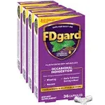 FDgard Gut Health Supplement, Indigestion, Nausea & Bloating, Upset Stomach, 144 Capsules (Packaging May Vary)