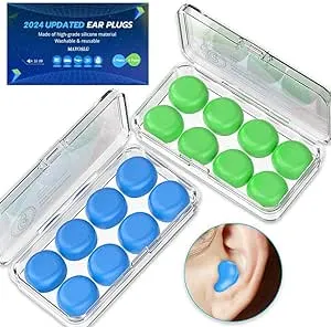 Mavoslg Latest 2022 Ear Plugs for Sleeping Swimming 8 Pair Reusable Silicone Moldable Noise Cancelling Earplugs for Shooting Range Swimmers Snoring Co