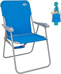 #WEJOY Folding Beach Chair for Adults, Lightweight Beach Chair with Shoulder Straps, High Back Beach Chairs with Hard Armrest, Supports 300lbs for Beach Lawn Concert, Cyan