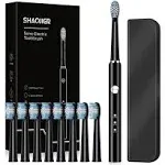 Electric Toothbrush, with 8 Replacement Brush Heads and 1 Travel Box,Sonic Toothbrush for Adults and Kids,Portable Rechargeable Toothbrush for Travel (Black)