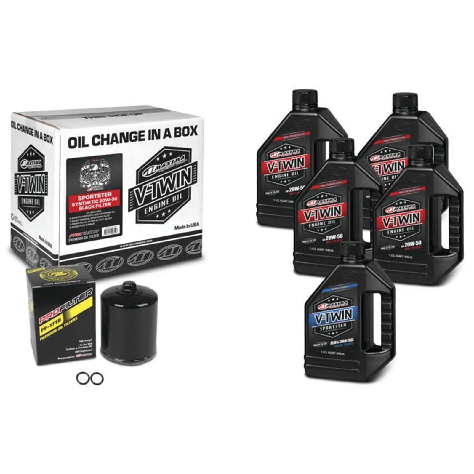 Maxima V-Twin Oil Change Kit Synthetic Filter