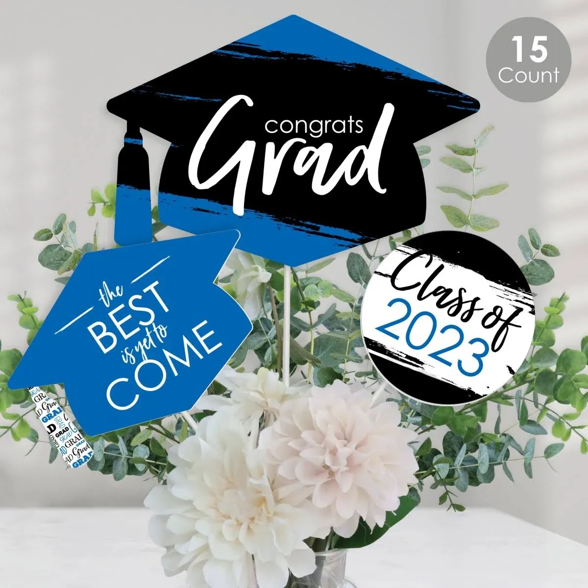 Big Dot of Happiness Blue Grad Graduation Party Centerpiece Sticks