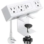 Etokfoks 6 ft. Flat Plug Desk Clamp Power Strip