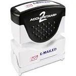 AccuStamp - ACCU-STAMP2 Message Stamp with Shutter, 2-Color, EMAILED, 1-5/8" x 1/2" Impression, Pre-Ink, Blue and Red Ink (035541)